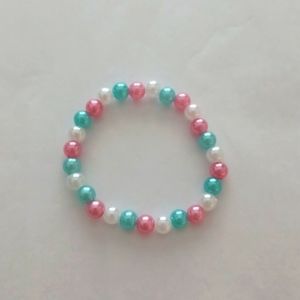 Handmade Pink white and blue bracelet